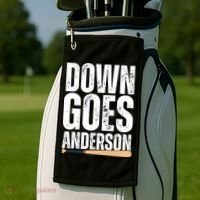 Down Goes Anderson Funny Baseball Golf Towel thumb 2