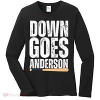 Down Goes Anderson Funny Baseball Women's Long Sleeve Shirt thumb 0