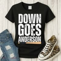 Down Goes Anderson Funny Baseball Women's T-Shirt thumb 3