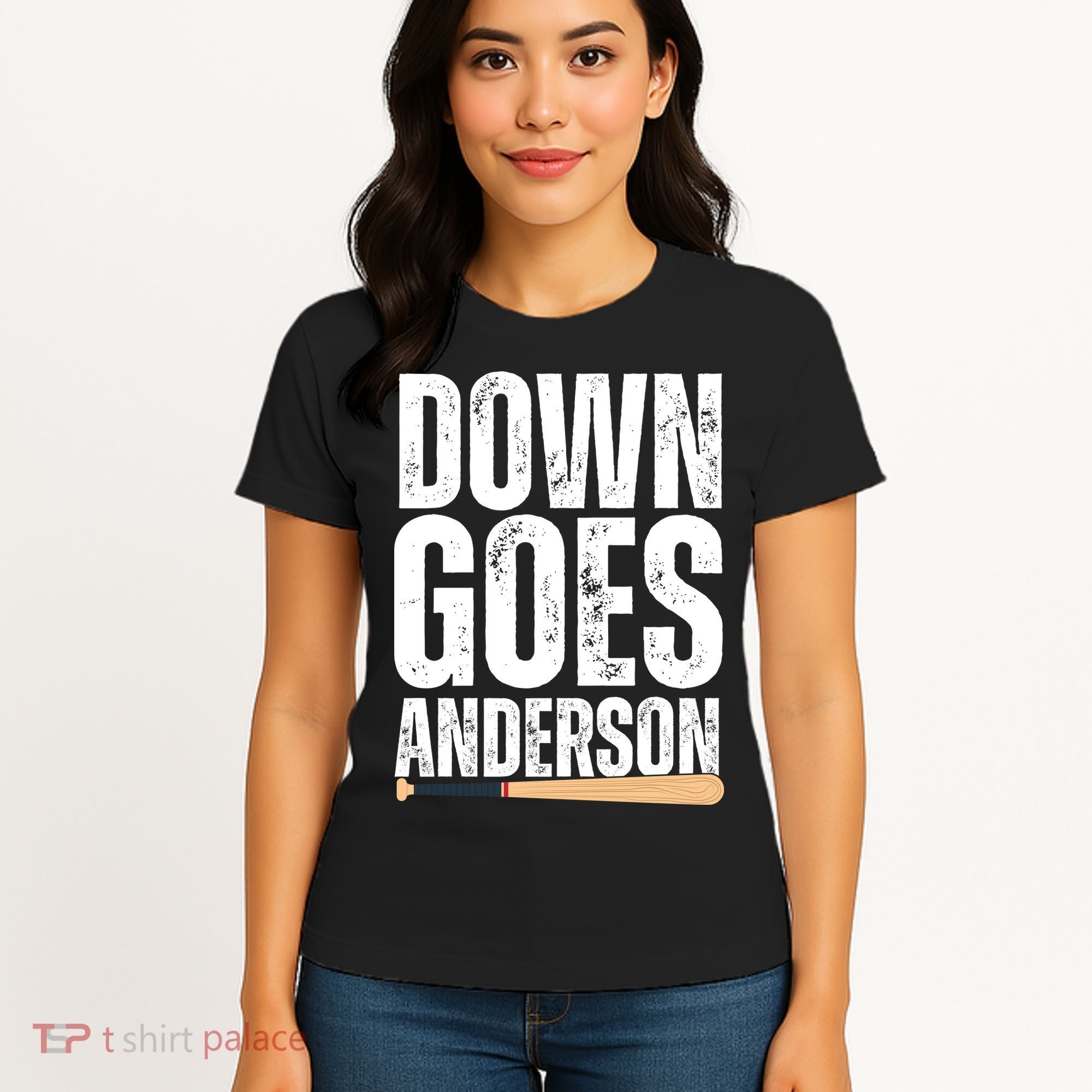Down Goes Anderson Funny Baseball Women's T-Shirt