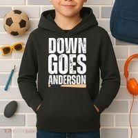 Down Goes Anderson Funny Baseball Kids Hoodie thumb 2