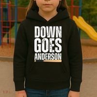 Down Goes Anderson Funny Baseball Kids Hoodie thumb 3