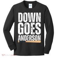 Down Goes Anderson Funny Baseball Kids Long Sleeve Shirt thumb 0