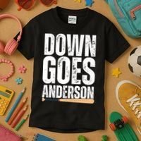 Down Goes Anderson Funny Baseball Kids T-Shirt thumb 3