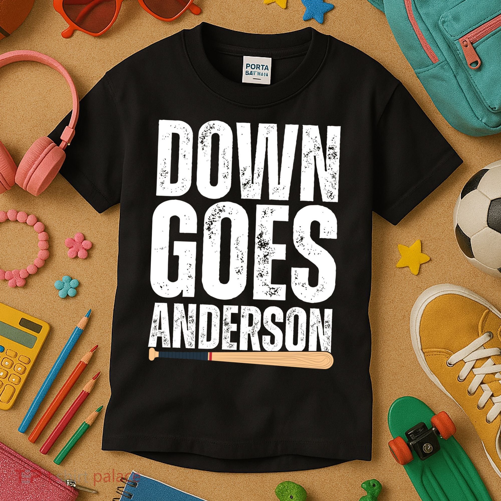 Down Goes Anderson Funny Baseball Kids T-Shirt