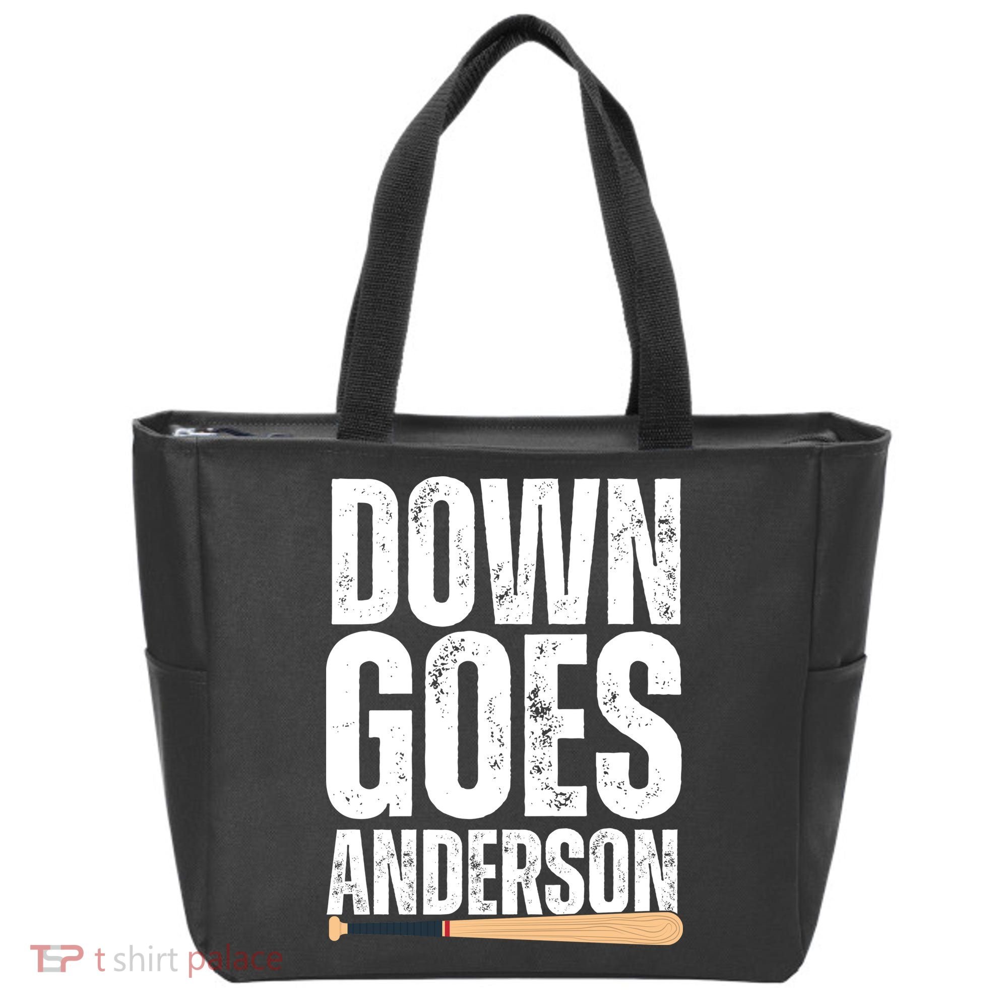 Down Goes Anderson Funny Baseball Tote Bag