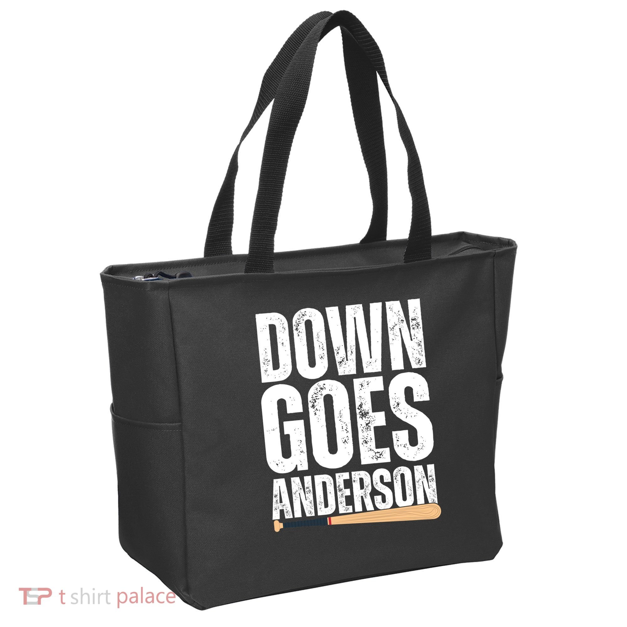 Down Goes Anderson Funny Baseball Tote Bag