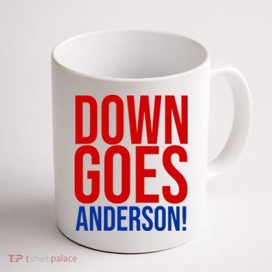 Down Goes Anderson Cleveland Vs Chicago Fight Baseball Coffee Mug back