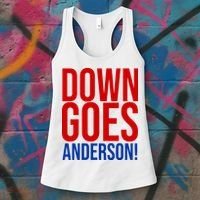 Down Goes Anderson Cleveland Vs Chicago Fight Baseball Women's Tank Top thumb 3