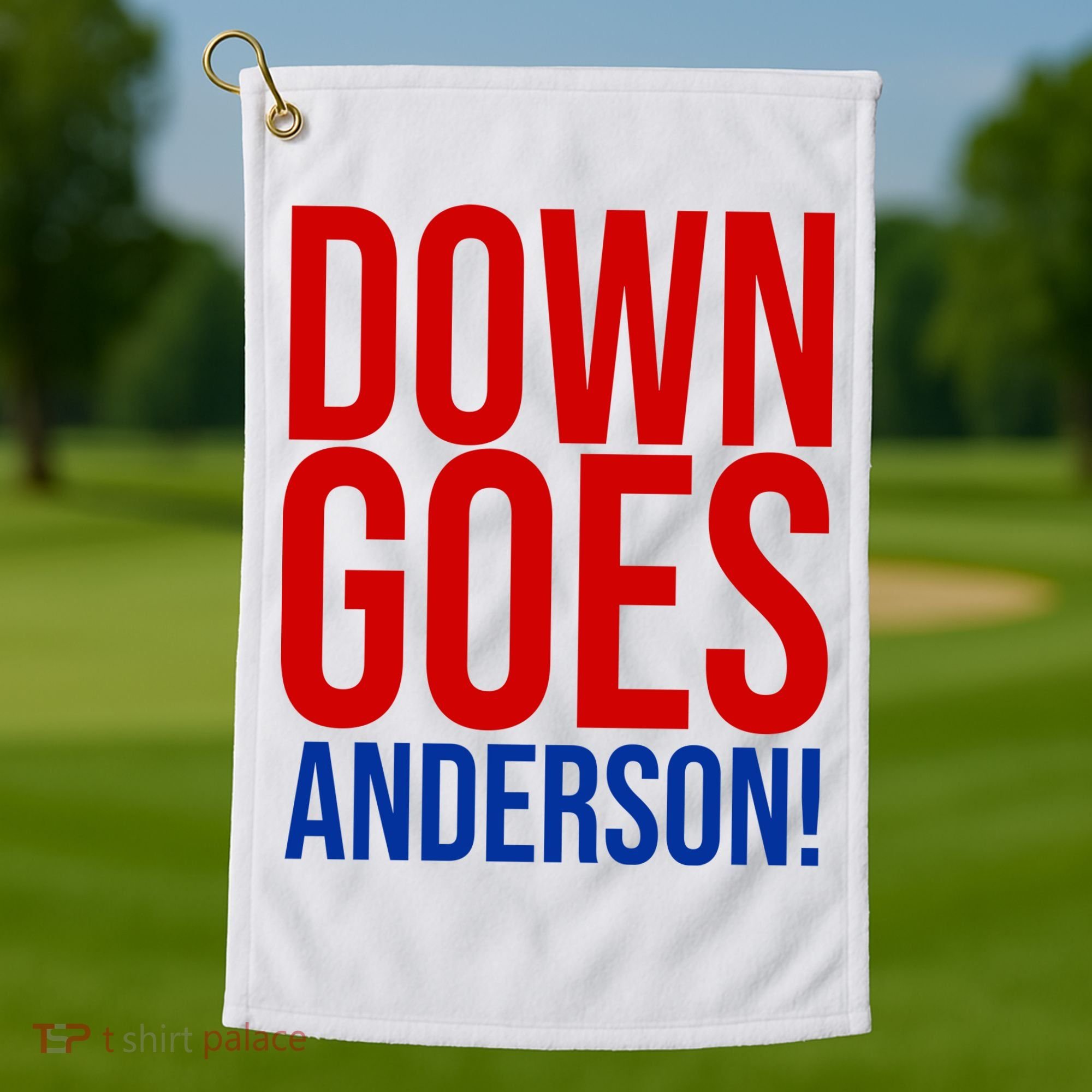 Down Goes Anderson Cleveland Vs Chicago Fight Baseball Golf Towel