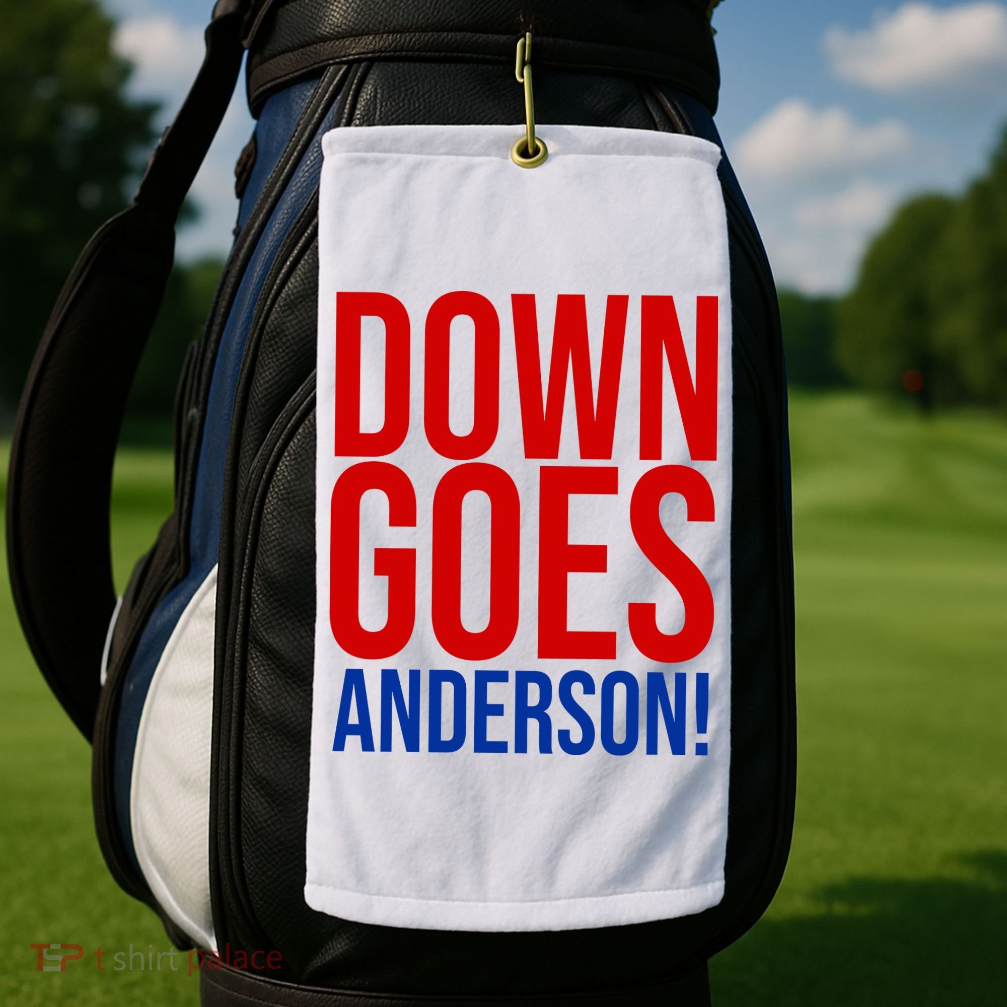 Down Goes Anderson Cleveland Vs Chicago Fight Baseball Golf Towel
