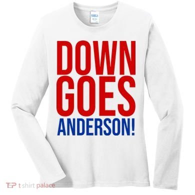 Down Goes Anderson Cleveland Vs Chicago Fight Baseball Women's Long Sleeve Shirt