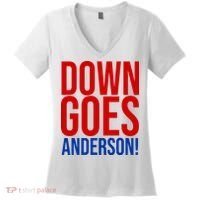Down Goes Anderson Cleveland Vs Chicago Fight Baseball Women's V-Neck T-Shirt thumb 0