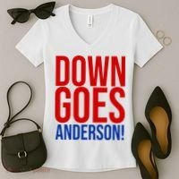 Down Goes Anderson Cleveland Vs Chicago Fight Baseball Women's V-Neck T-Shirt thumb 2