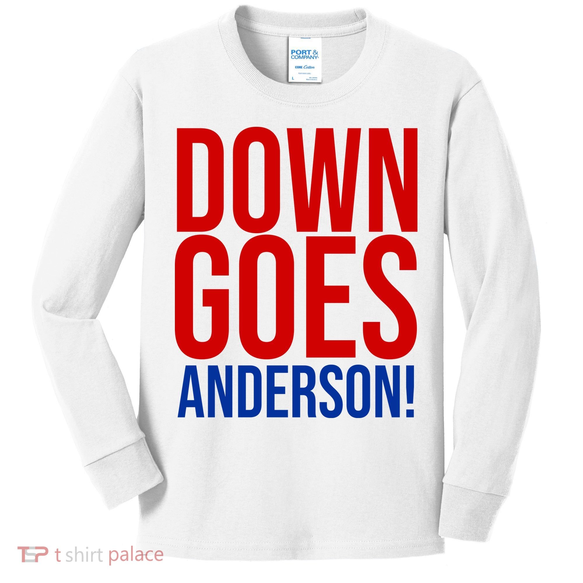 Down Goes Anderson Cleveland Vs Chicago Fight Baseball Kids Long Sleeve Shirt