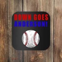 Down Goes Anderson Funny Cleveland Vs Chicago Fight Baseball Coaster thumb 0