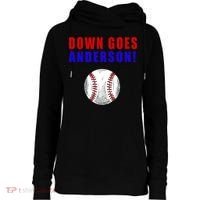 Down Goes Anderson Funny Cleveland Vs Chicago Fight Baseball Womens Funnel Neck Pullover Hood thumb 0