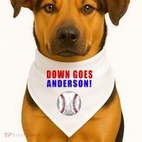 Down Goes Anderson Funny Cleveland Vs Chicago Fight Baseball USA-Made Doggie Bandana thumb 1