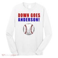 Down Goes Anderson Funny Cleveland Vs Chicago Fight Baseball Long Sleeve Shirt thumb 0