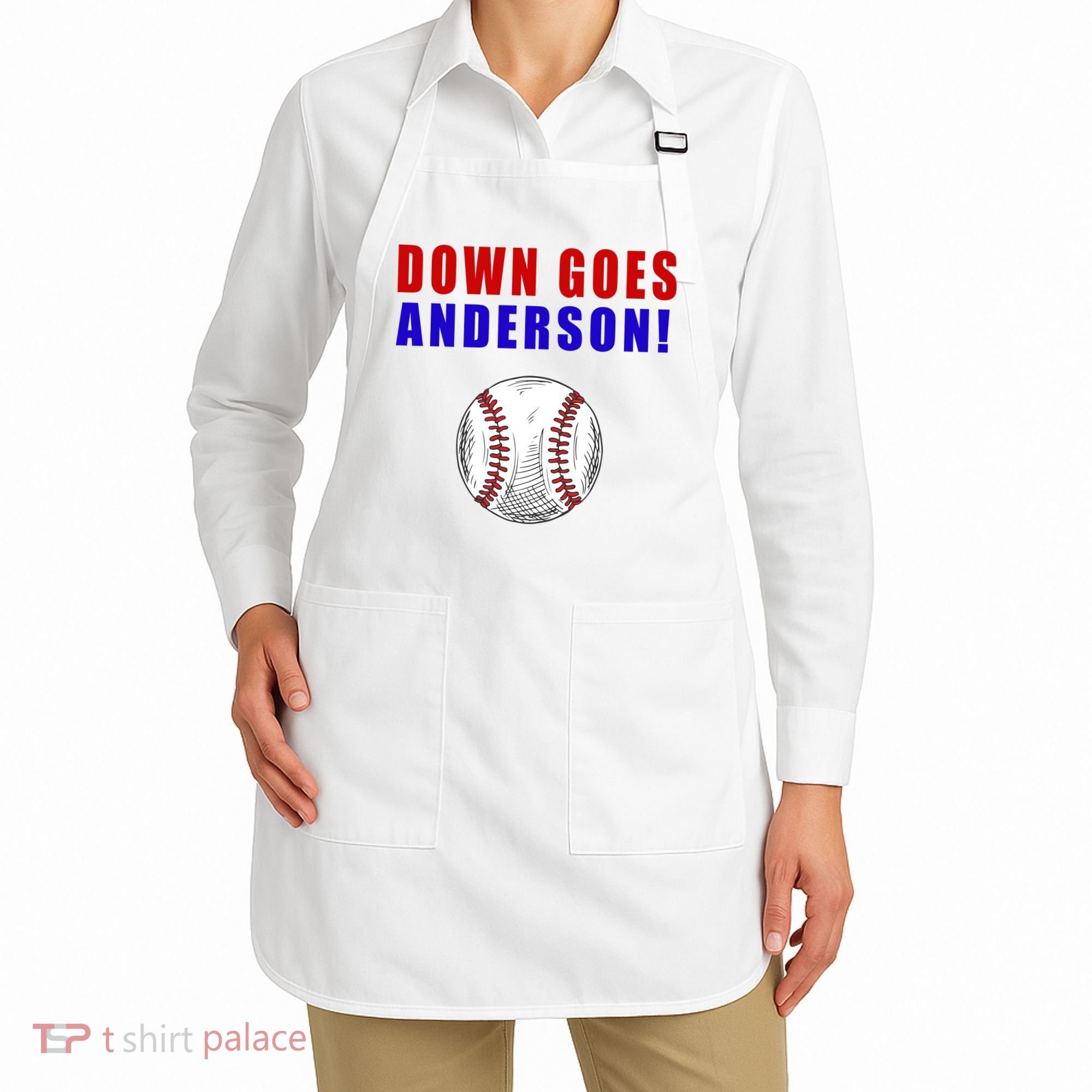 Down Goes Anderson Funny Cleveland Vs Chicago Fight Baseball Apron