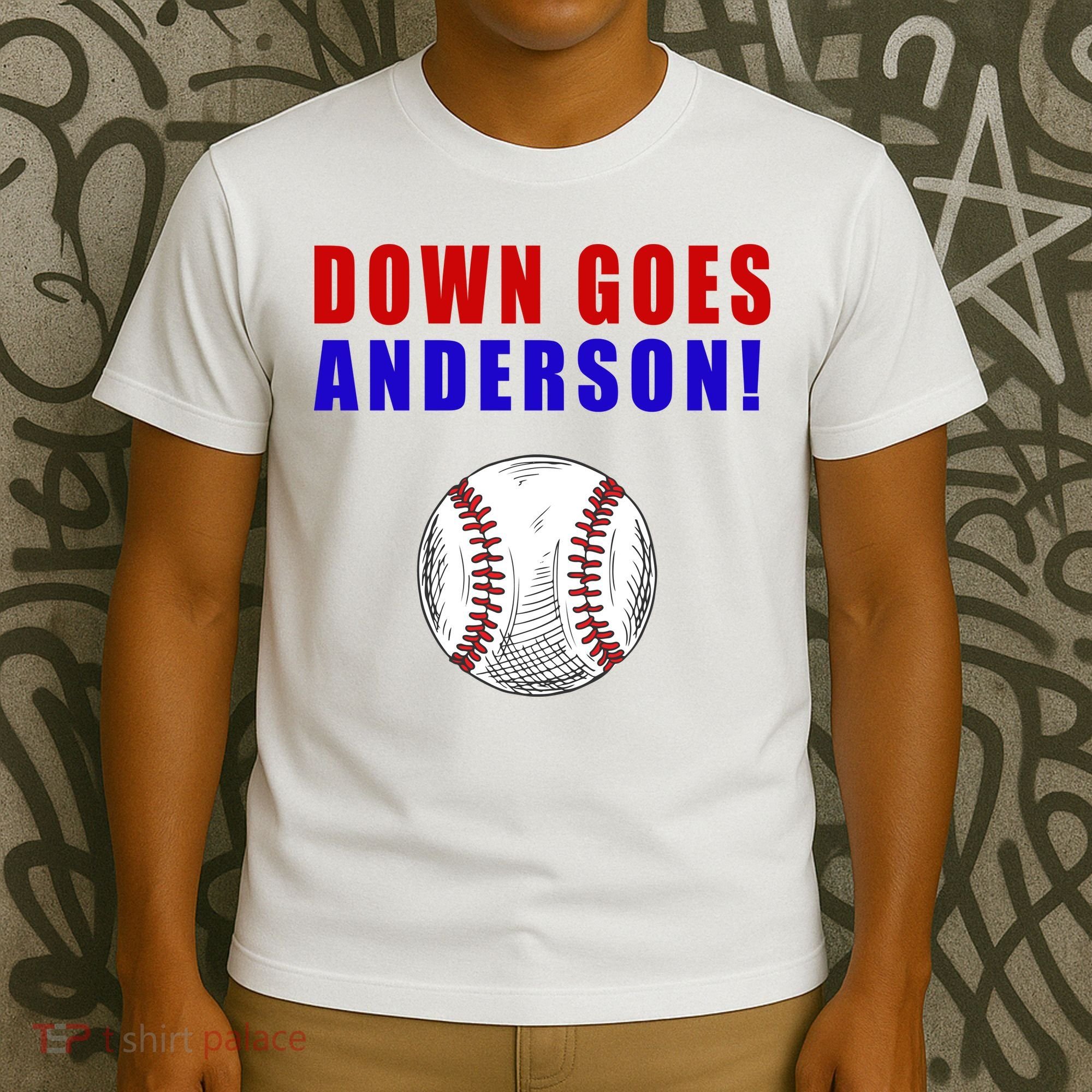 Down Goes Anderson Funny Cleveland Vs Chicago Fight Baseball T-Shirt