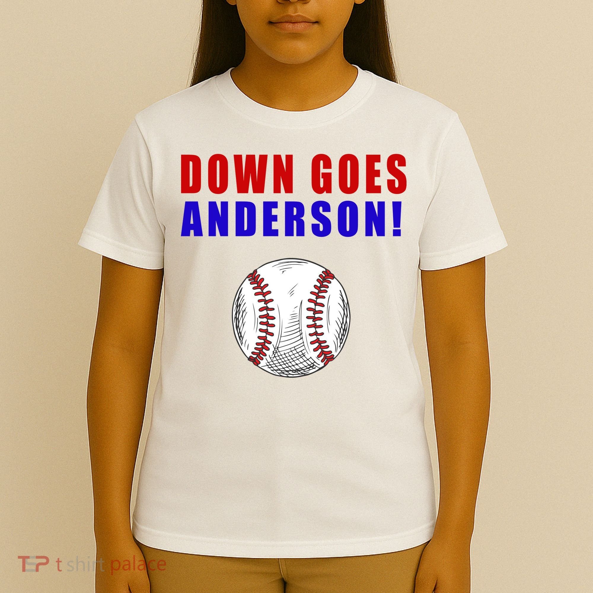 Down Goes Anderson Funny Cleveland Vs Chicago Fight Baseball T-Shirt