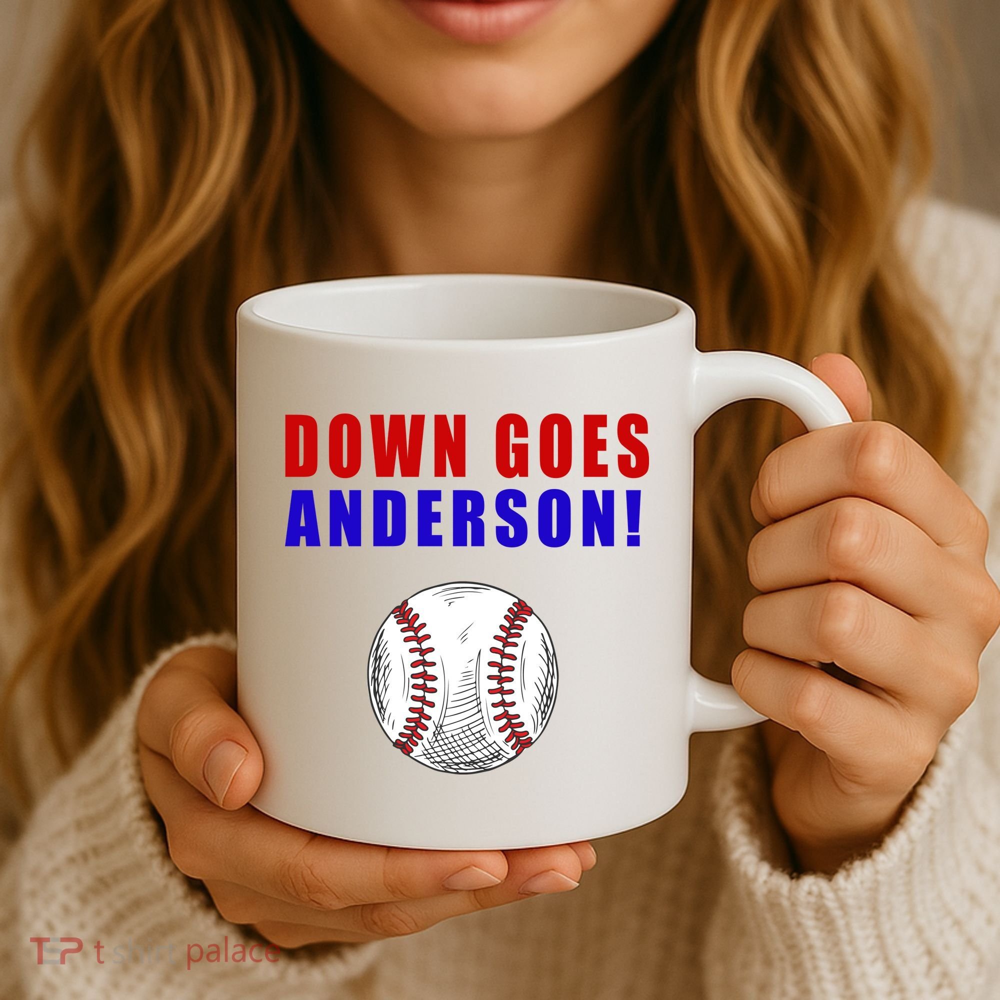 Down Goes Anderson Funny Cleveland Vs Chicago Fight Baseball Coffee Mug