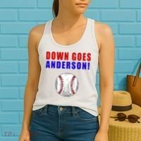 Down Goes Anderson Funny Cleveland Vs Chicago Fight Baseball Women's Tank Top thumb 2