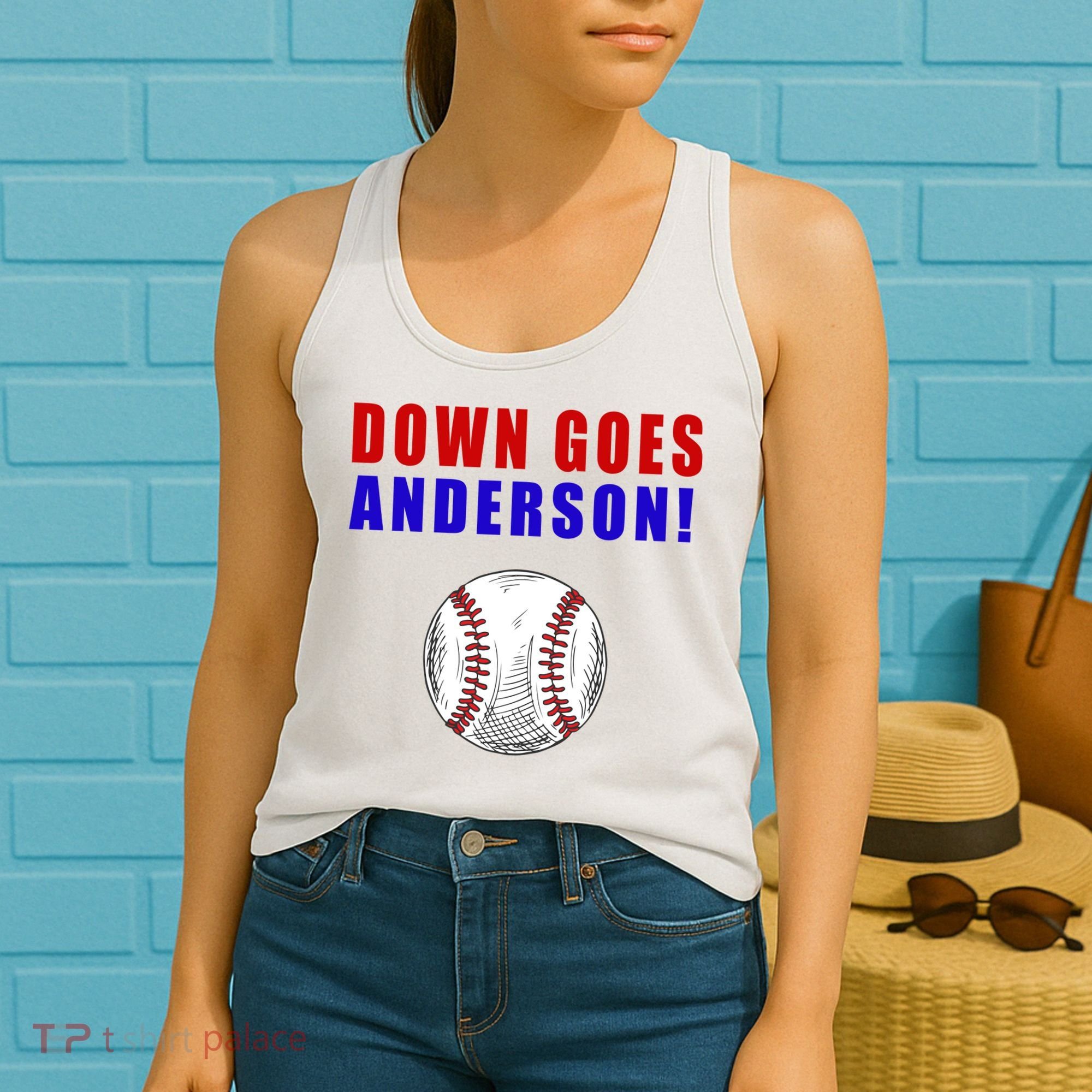 Down Goes Anderson Funny Cleveland Vs Chicago Fight Baseball Women's Tank Top