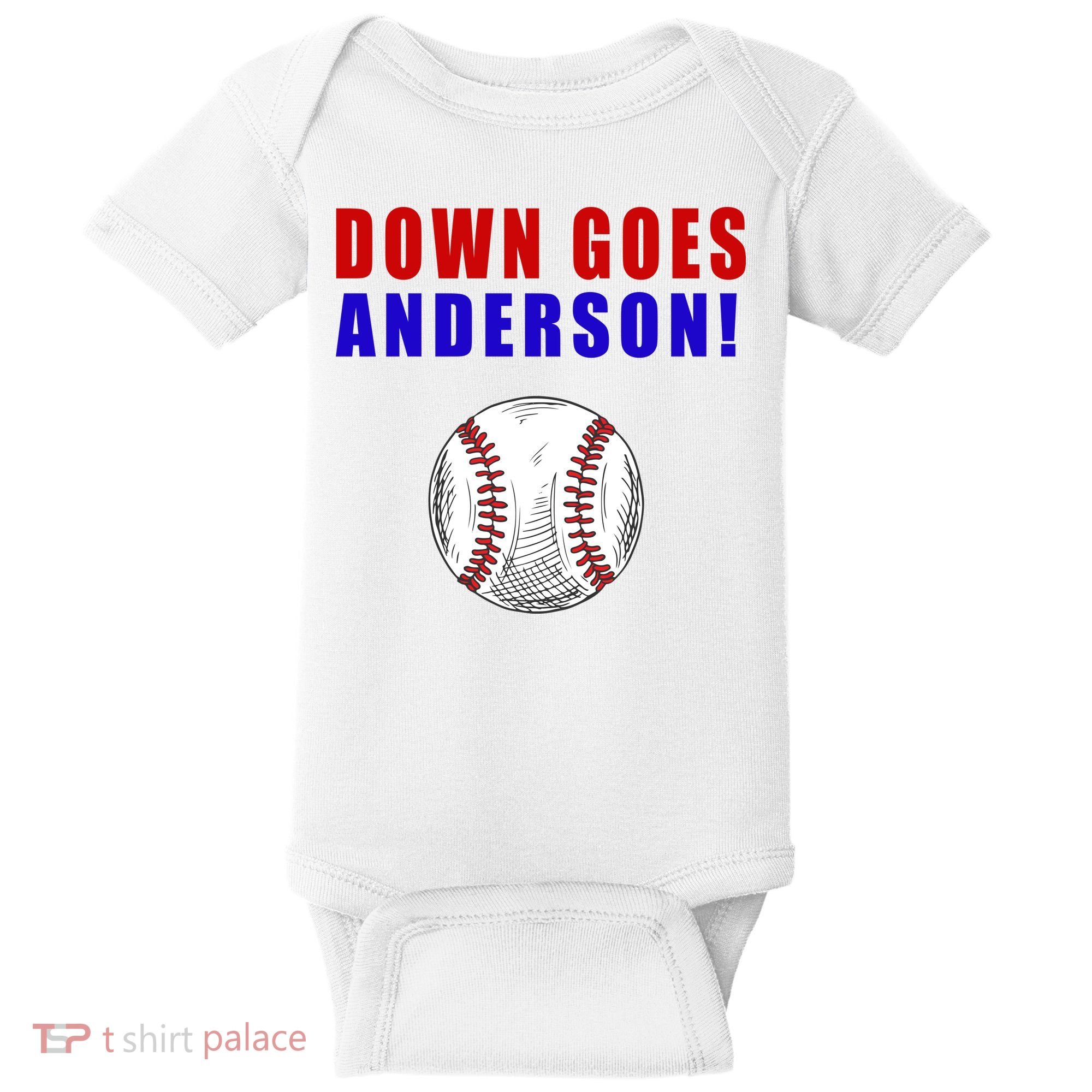 Down Goes Anderson Funny Cleveland Vs Chicago Fight Baseball Baby Bodysuit