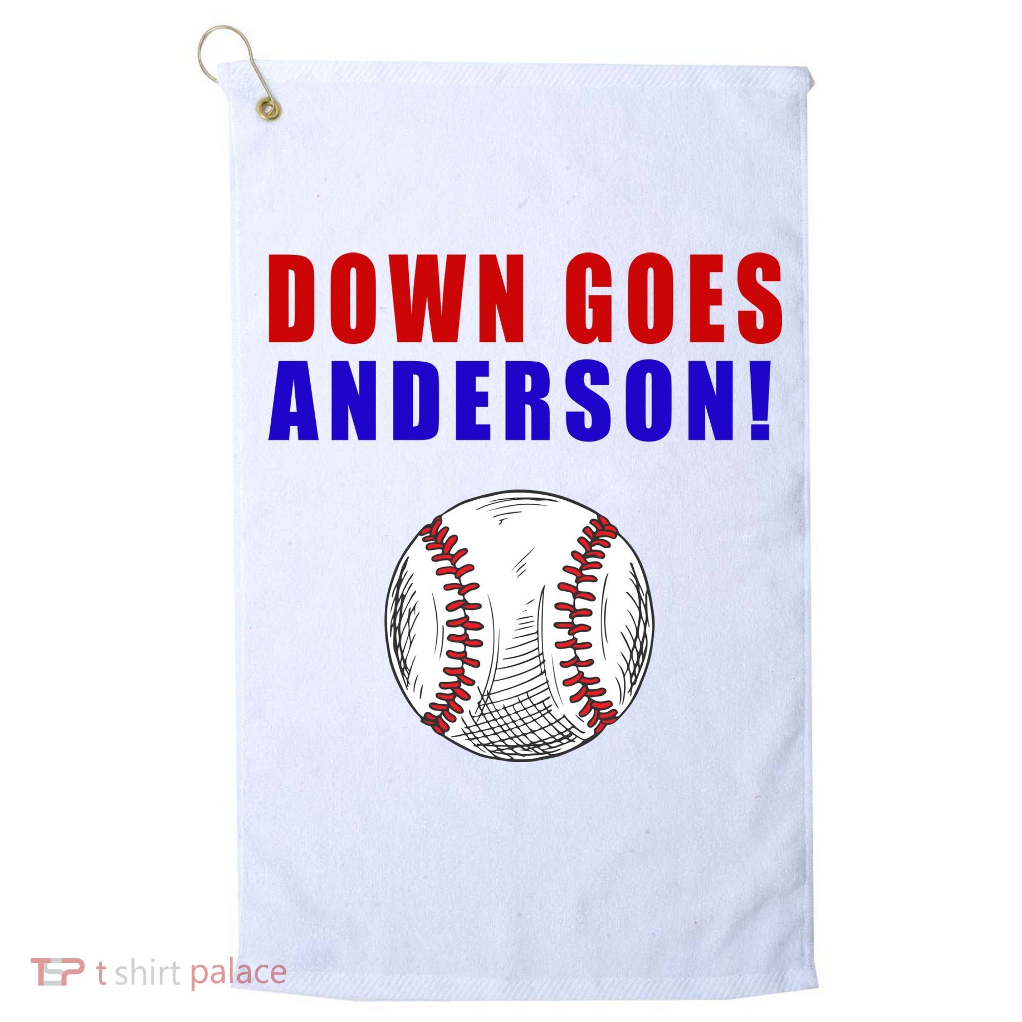 Down Goes Anderson Funny Cleveland Vs Chicago Fight Baseball Golf Towel