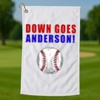 Down Goes Anderson Funny Cleveland Vs Chicago Fight Baseball Golf Towel thumb 1