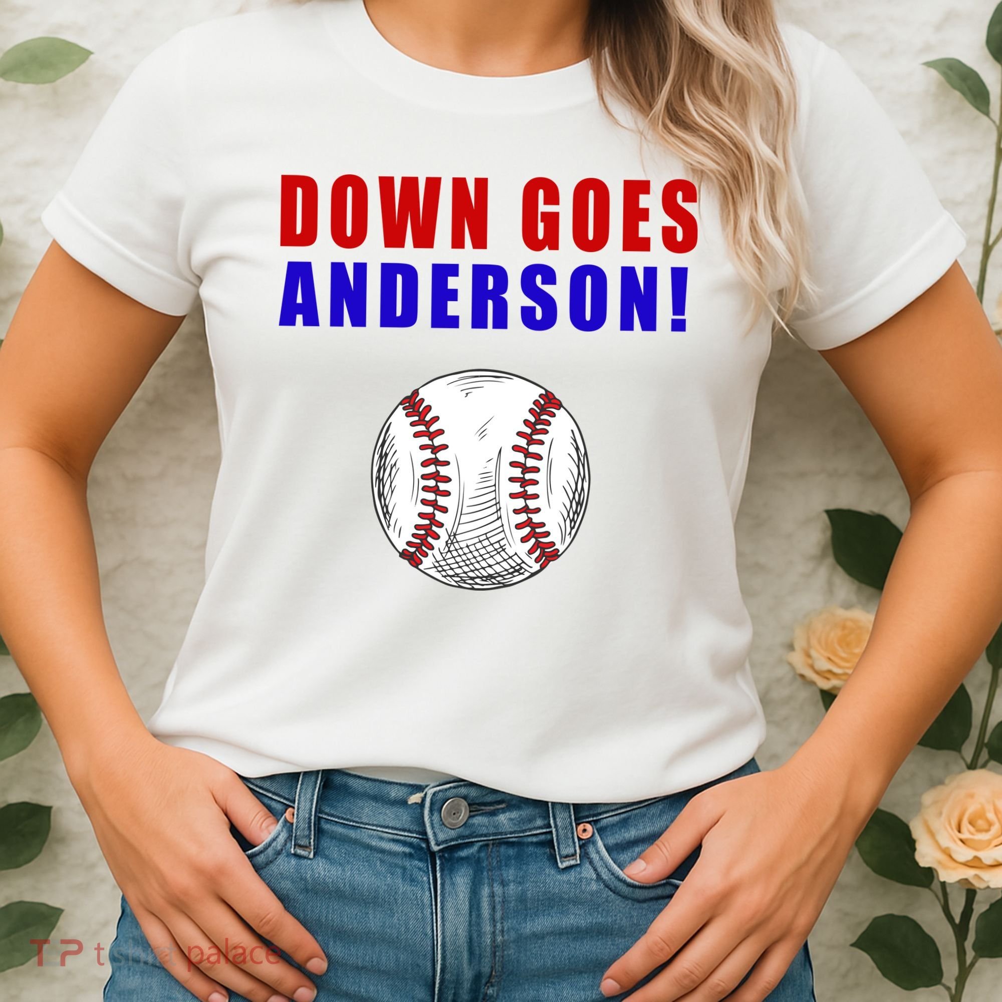 Down Goes Anderson Funny Cleveland Vs Chicago Fight Baseball Women's T-Shirt