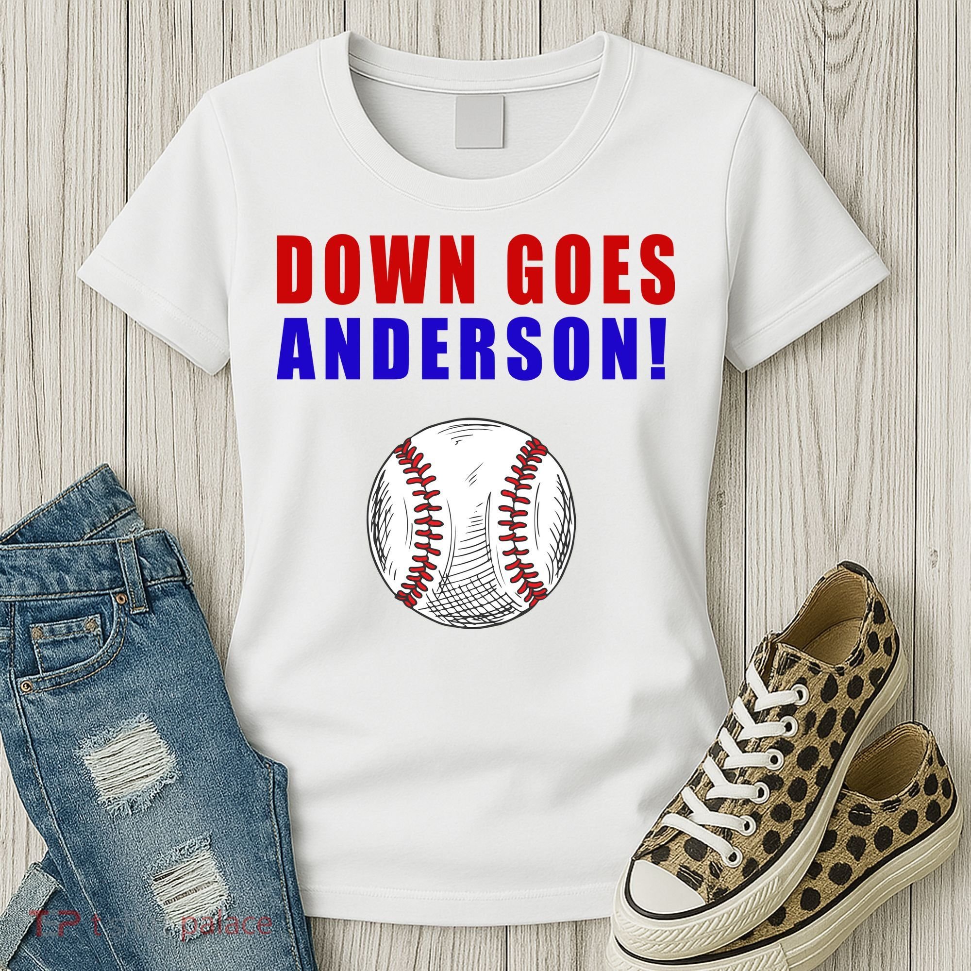Down Goes Anderson Funny Cleveland Vs Chicago Fight Baseball Women's T-Shirt