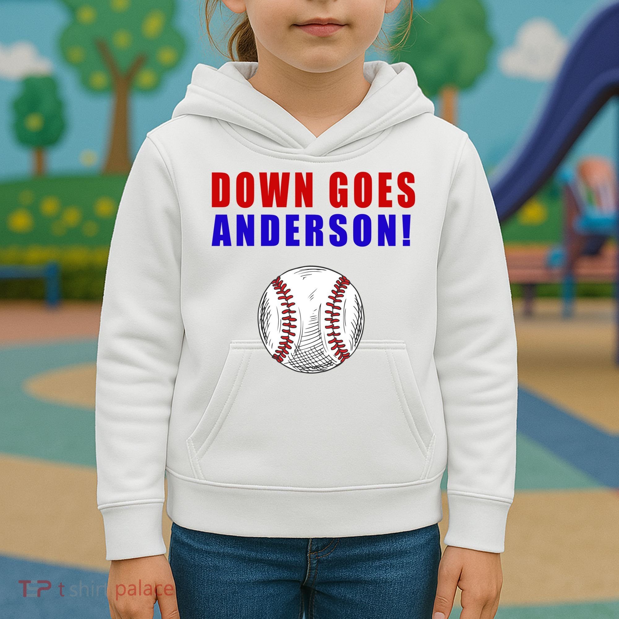 Down Goes Anderson Funny Cleveland Vs Chicago Fight Baseball Kids Hoodie