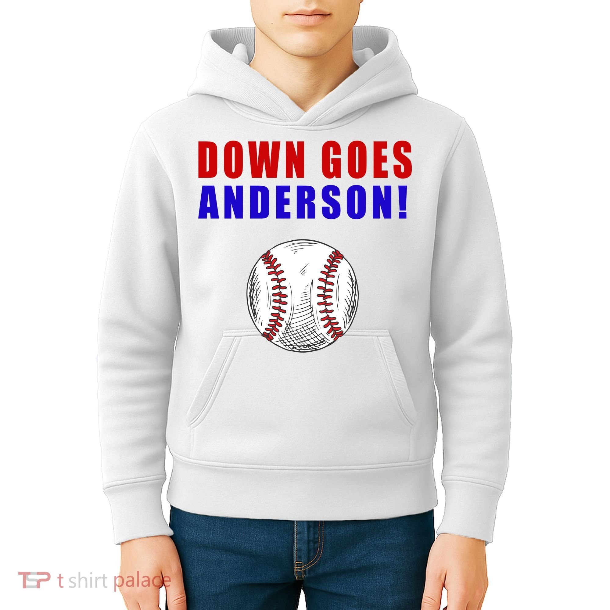 Down Goes Anderson Funny Cleveland Vs Chicago Fight Baseball Kids Hoodie