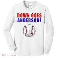 Down Goes Anderson Funny Cleveland Vs Chicago Fight Baseball Kids Long Sleeve Shirt thumb 0