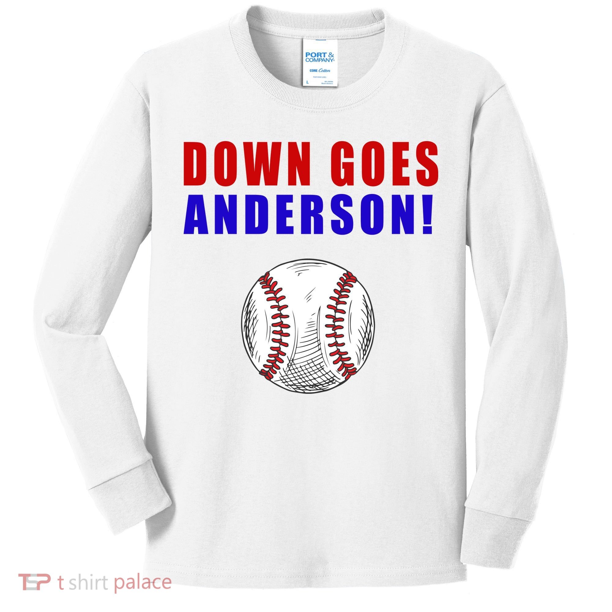 Down Goes Anderson Funny Cleveland Vs Chicago Fight Baseball Kids Long Sleeve Shirt