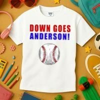 Down Goes Anderson Funny Cleveland Vs Chicago Fight Baseball Kids T-Shirt thumb 3