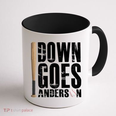Down Goes Anderson Baseball Coffee Mug back