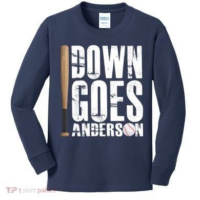 Down Goes Anderson Baseball Kids Long Sleeve Shirt