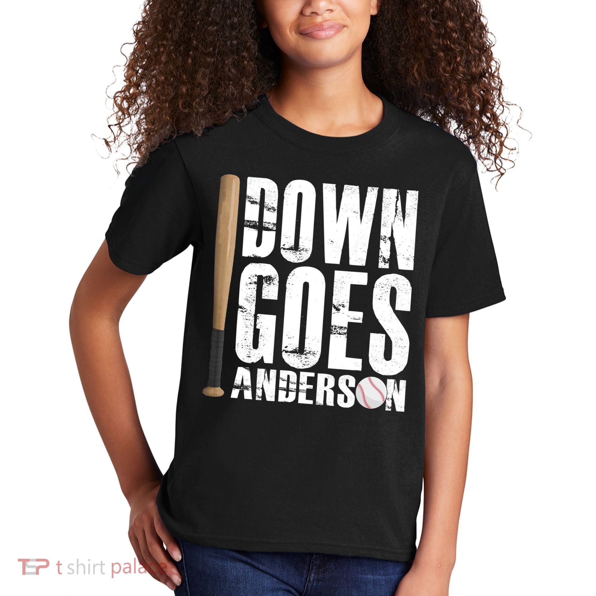 Down Goes Anderson Baseball Kids T-Shirt
