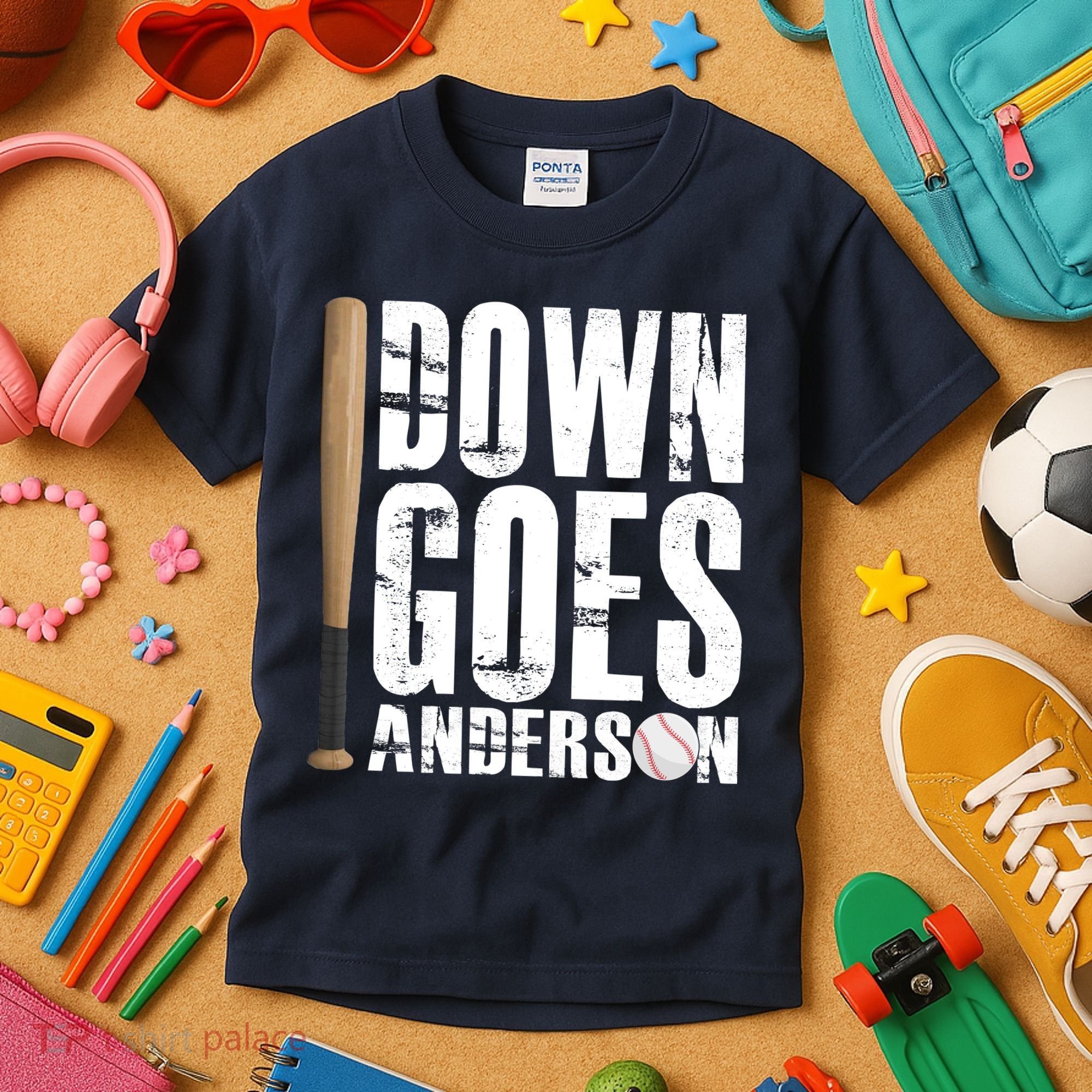 Down Goes Anderson Baseball Kids T-Shirt