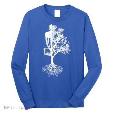 Disc Golf Basket And Tree Frolf Frisbee Golf Cool Gift Long Sleeve Shirt