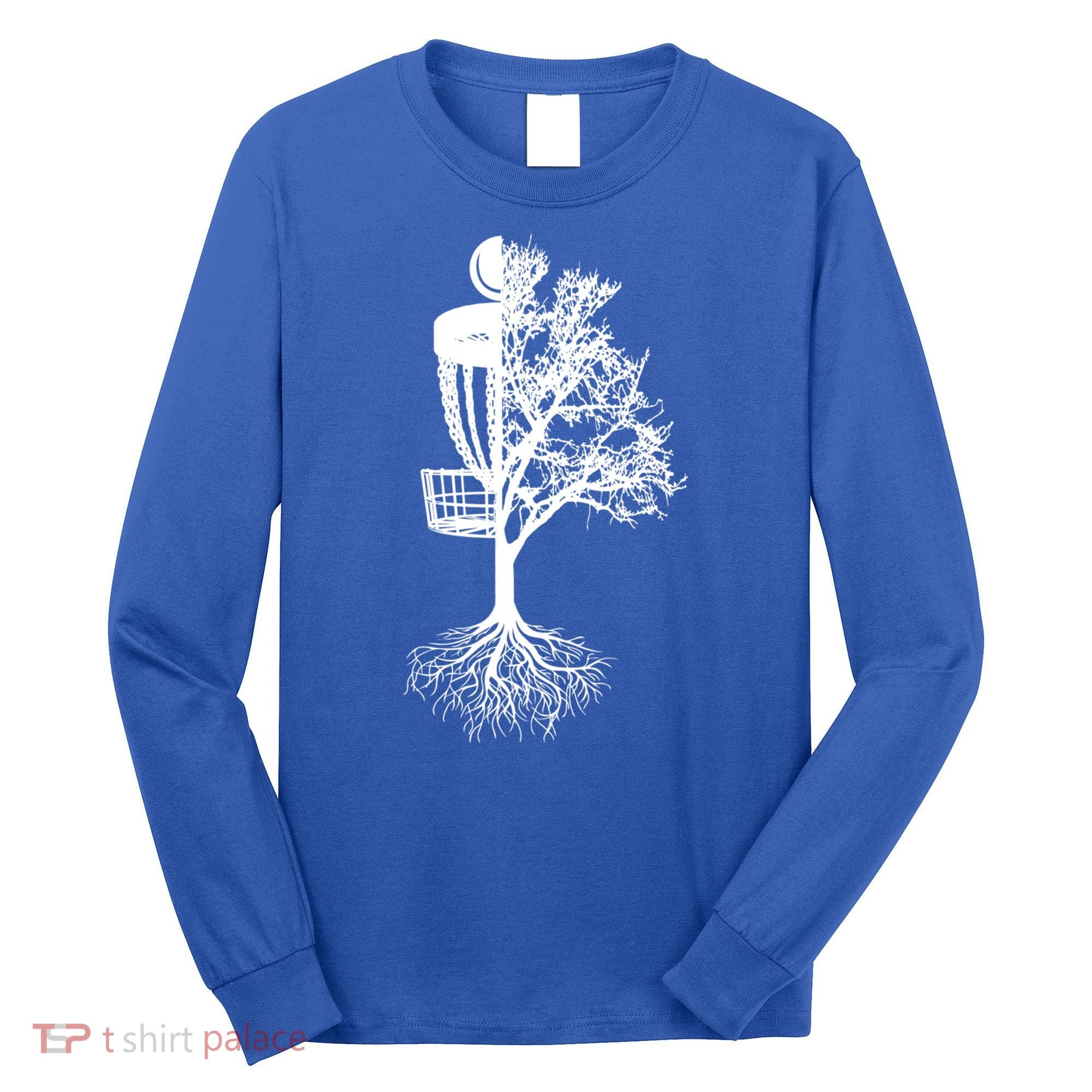 Disc Golf Basket And Tree Frolf Frisbee Golf Cool Gift Long Sleeve Shirt