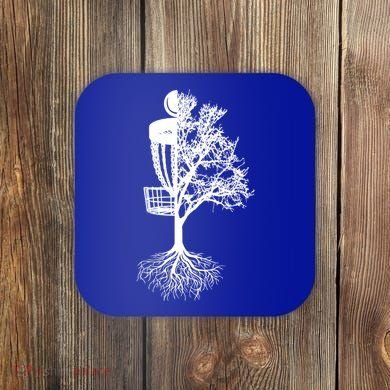 Disc Golf Basket And Tree Frolf Frisbee Golf Cool Gift Coaster
