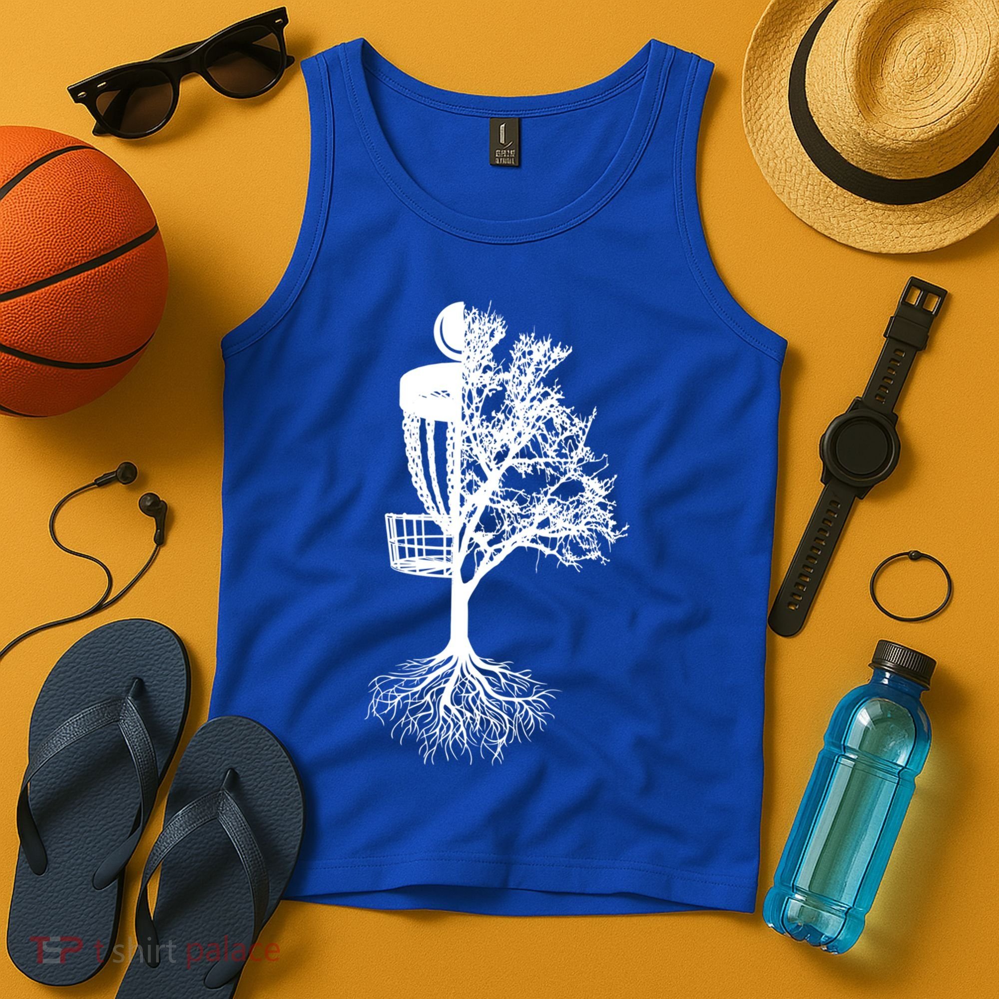 Disc Golf Basket And Tree Frolf Frisbee Golf Cool Gift Tank Top