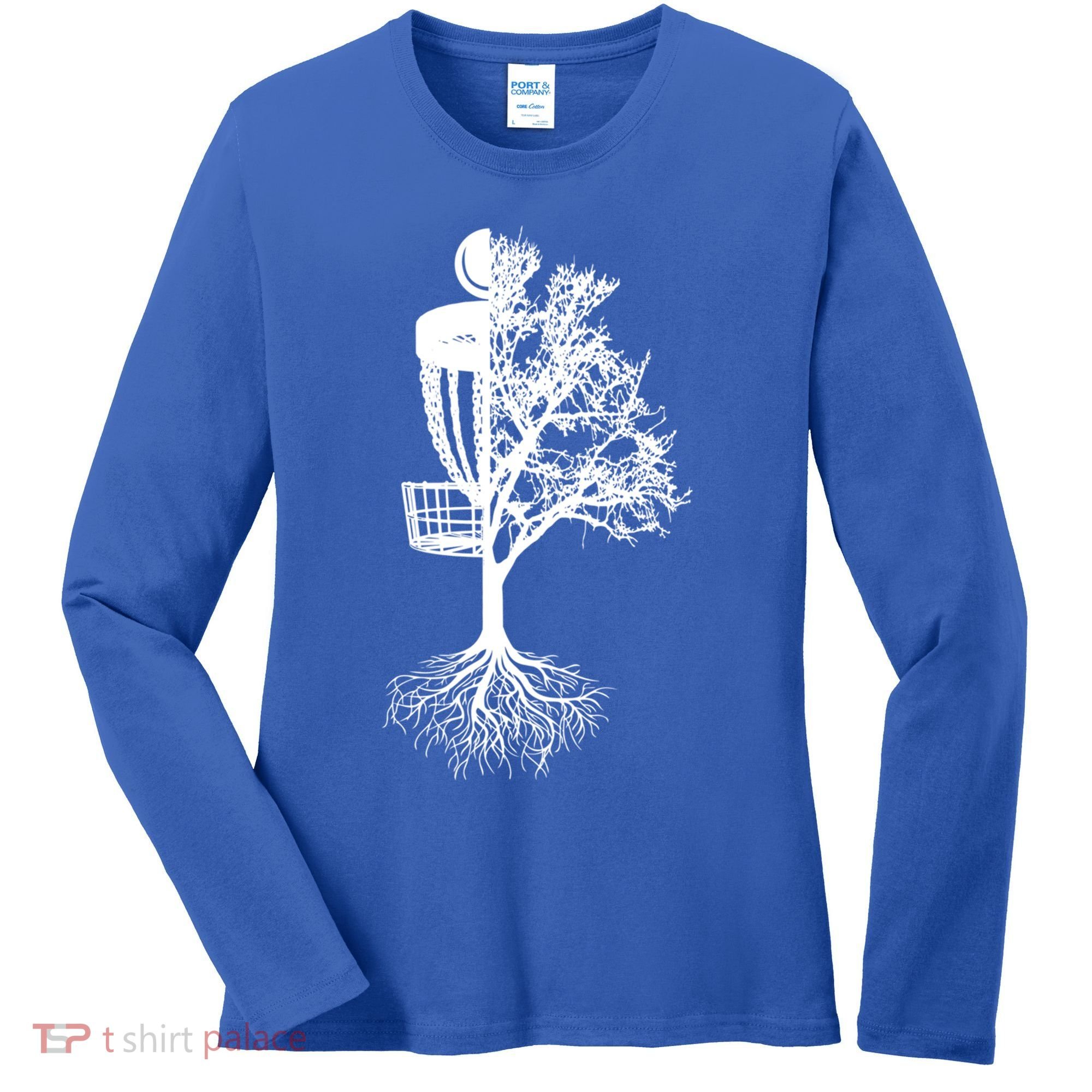 Disc Golf Basket And Tree Frolf Frisbee Golf Cool Gift Women's Long Sleeve Shirt