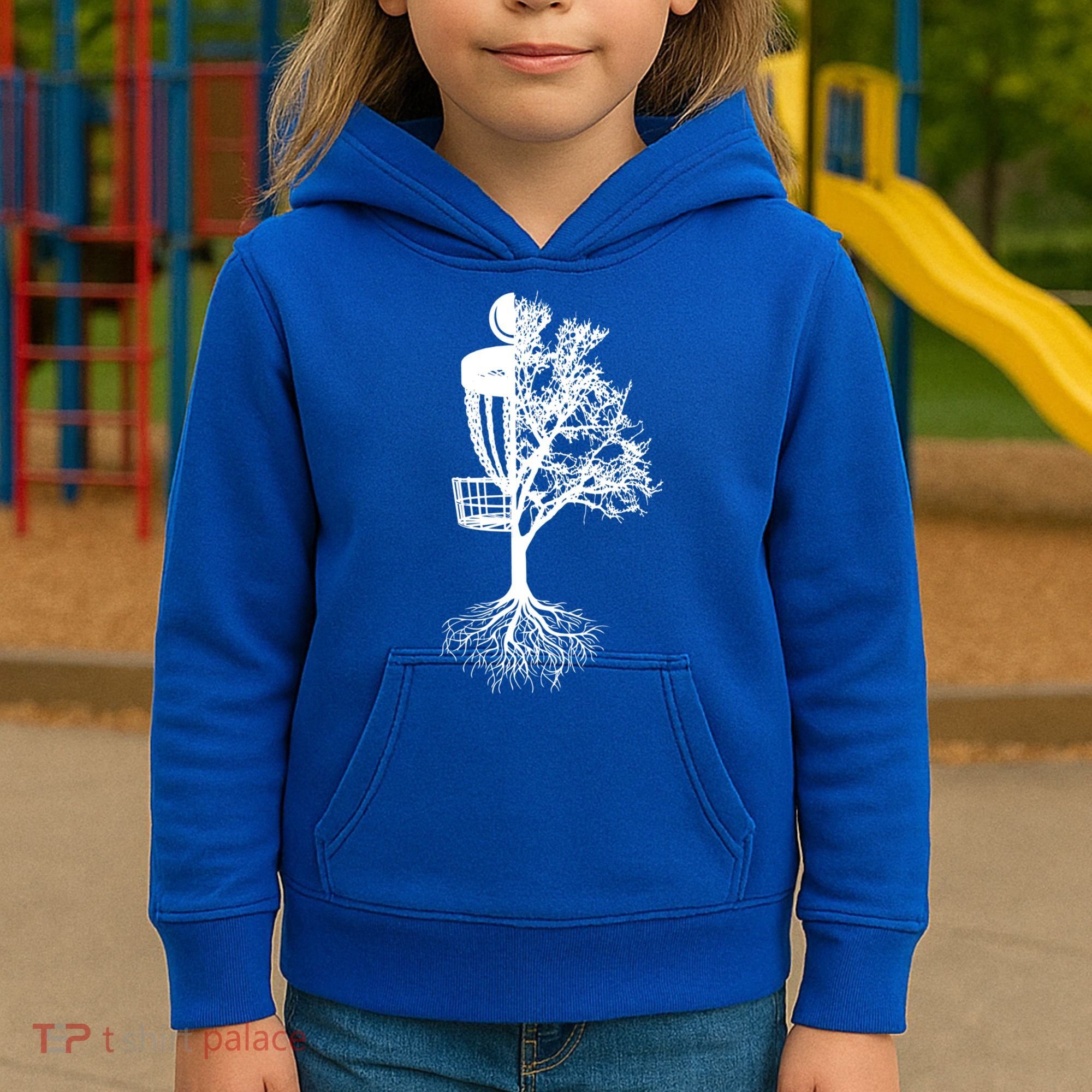 Disc Golf Basket And Tree Frolf Frisbee Golf Cool Gift Kids Hoodie
