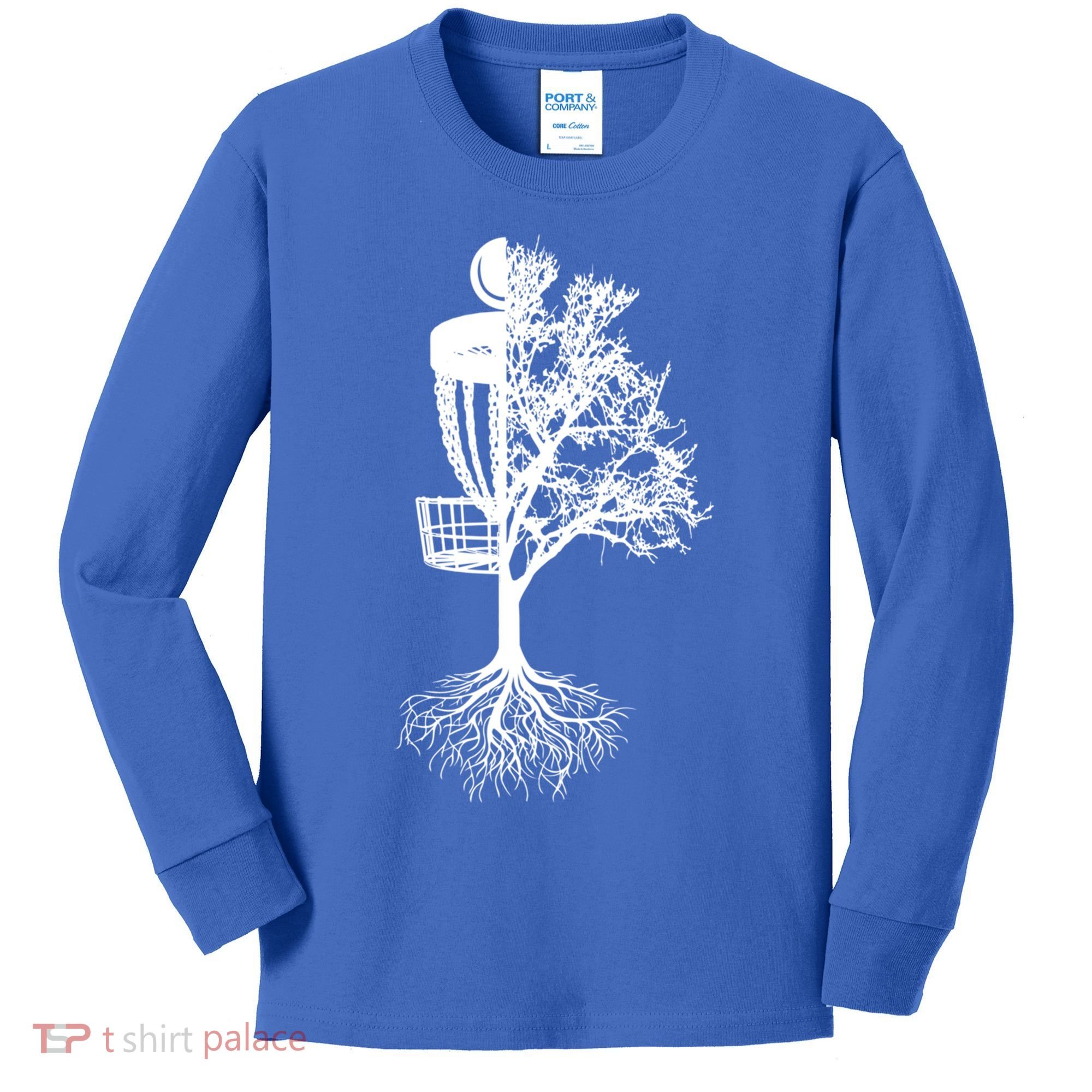 Disc Golf Basket And Tree Frolf Frisbee Golf Cool Gift Kids Long Sleeve Shirt